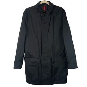 Strellson Men's Jacket Wooster‎ Size 50 Black Hidden Buttons Pockets Rain